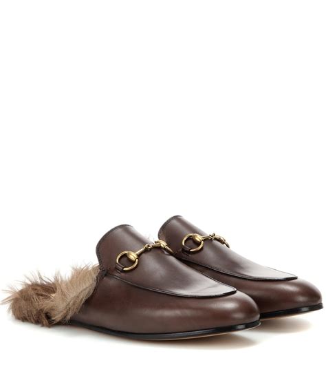 gucci brown mules|princetown genuine shearling loafer mule.